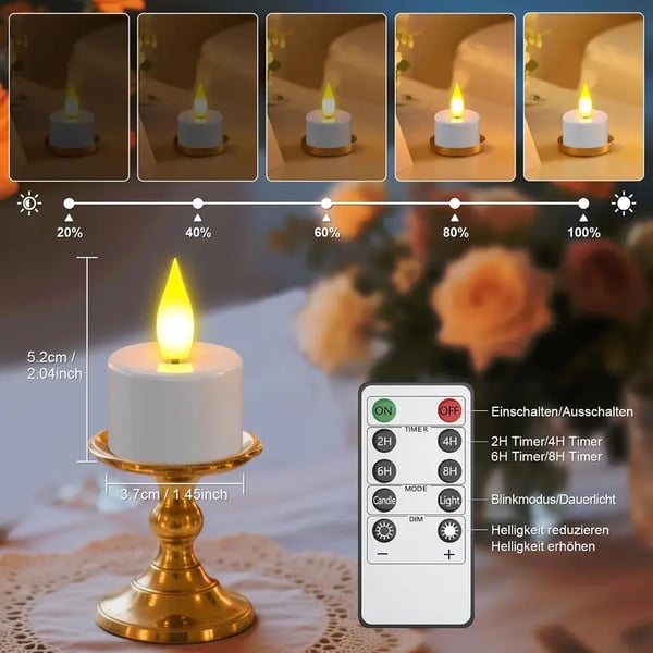 CILIFER® Flameless Candles, 12pcs USB Rechargeable Tea Lights Candles.