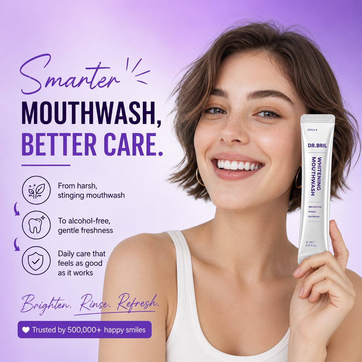 DR. BRIL Purple Mouthwash for Teeth Whitening - Color Correcting Mouthwash Sachets（20PCS)