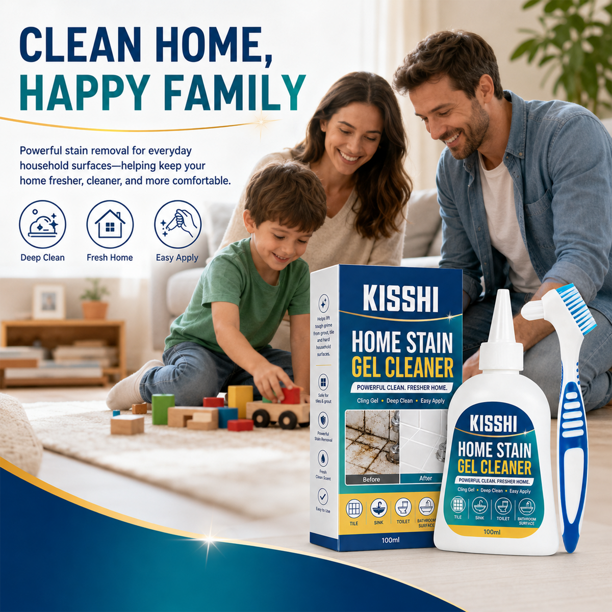 KISSHI Home Stain Remover Gel Cleaner - 7oz/ Pack.