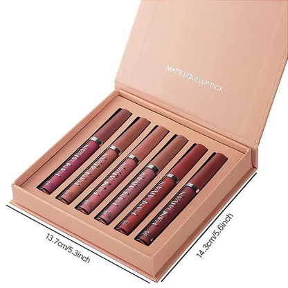 LUHAKA® Long-Lasting Matte Lip Glaze Set – 6 Colors in One Box