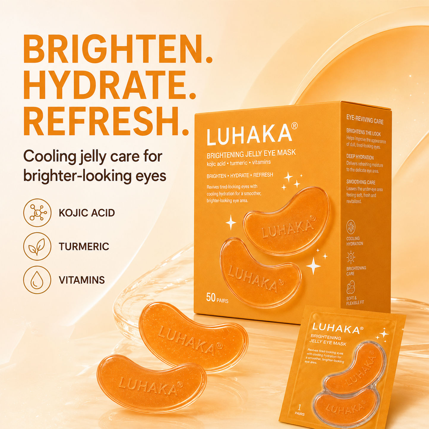LUHAKA® Turmeric Kojic Acid Jelly Eye Masks