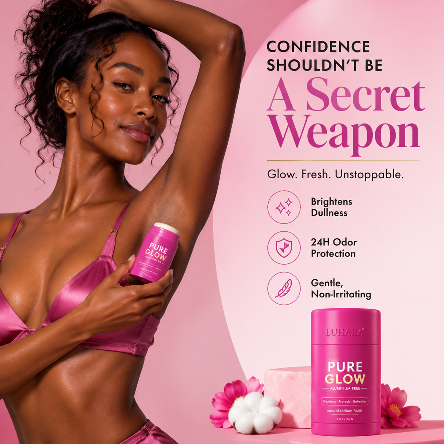 Aluminum Free Deodorant for Women with Cotton - 3Oz