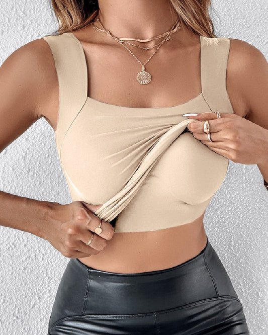 SFRCORD® U Neck Seamless Stretchy Sleeveless Shapewear Built-In Bra Tank Tops