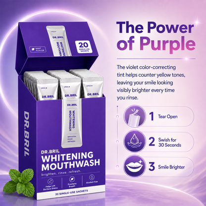 DR. BRIL Purple Mouthwash for Teeth Whitening - Color Correcting Mouthwash Sachets（20PCS)