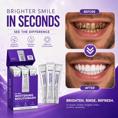 DR. BRIL Purple Mouthwash for Teeth Whitening - Color Correcting Mouthwash Sachets（20PCS)