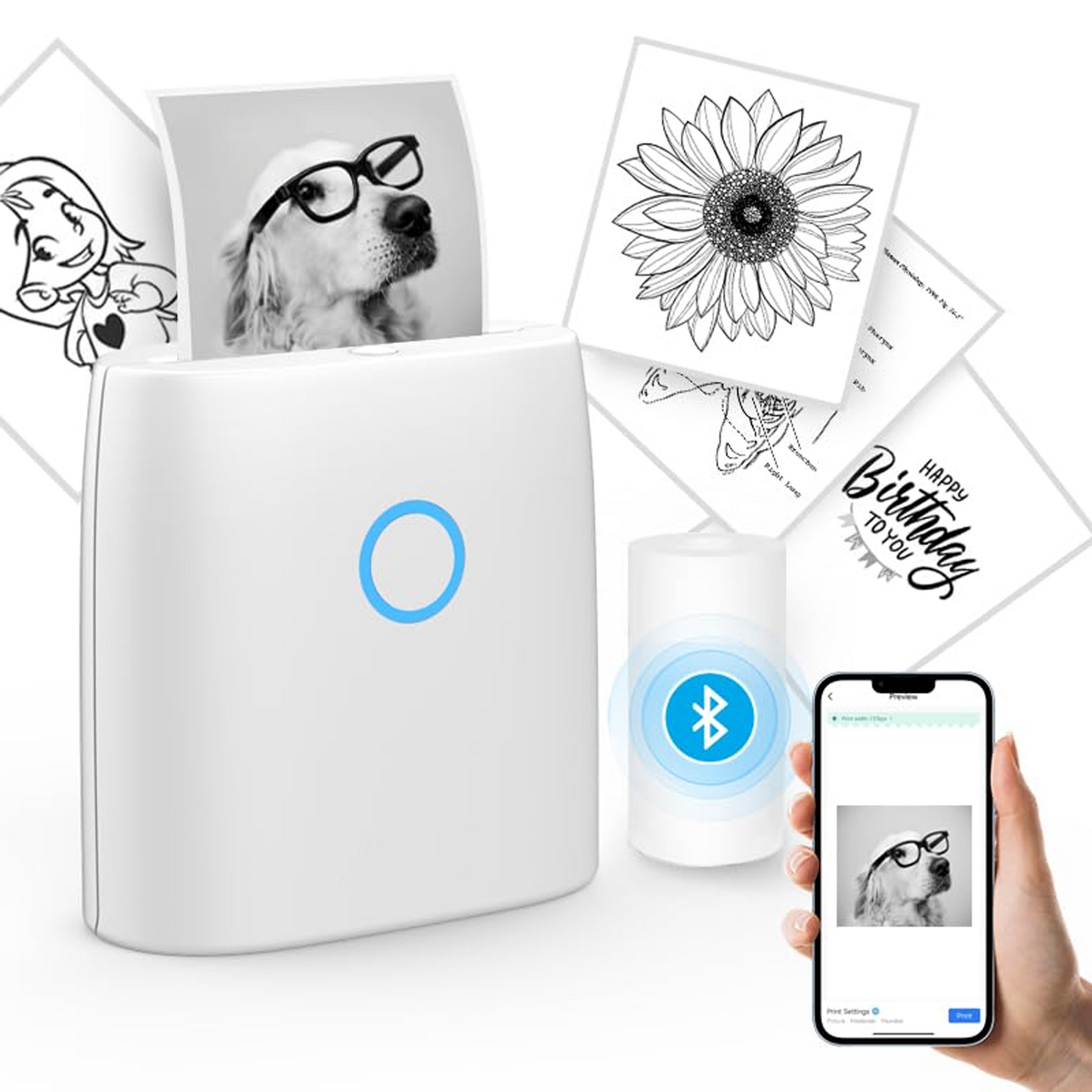 CILIFER® Mini Sticker Printer-2 Inch Bluetooth Thermal Pocket Printer