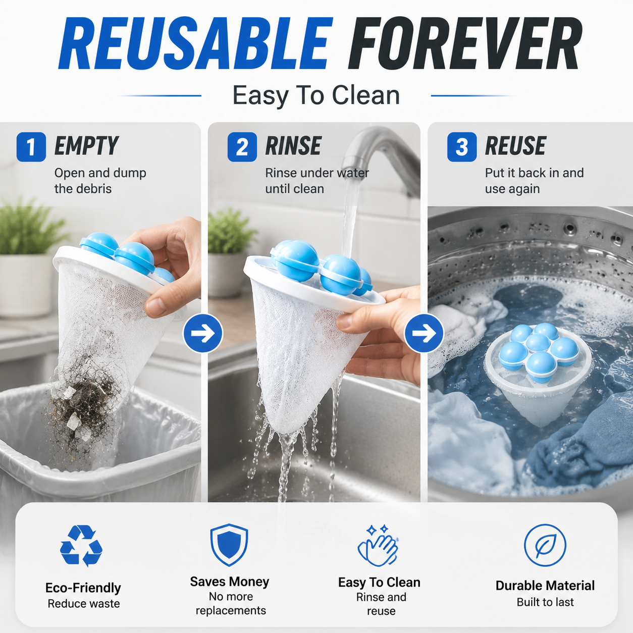 Floating Pet Hair Laundry Filter Bags | Reusable Lint Catcher