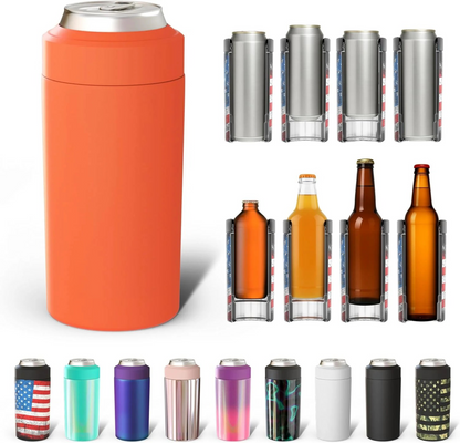 CZTICLE® Universal Buddy Can Cooler - Fits All - For Regular 12 & 16 oz or Slim-Size Bottles - Insulated Double -Walled Stainless Steel (All white)