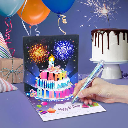 CILIFER® Birthday Cards Fireworks Pop Up Cake Blowable Light