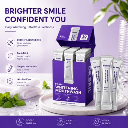 DR. BRIL Purple Mouthwash for Teeth Whitening - Color Correcting Mouthwash Sachets（20PCS)