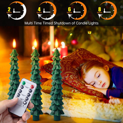 CZTICLE® Christmas Tree LED Candles – Real Wax, Flickering Flame, Safe & Cozy Holiday Décor