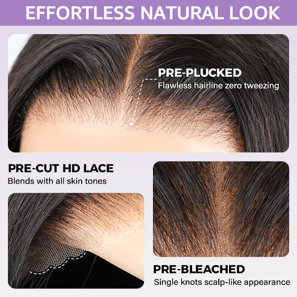 SFRCORD® Glueless Wigs Pre-plucked Pre Cut 9x6 HD Lace Bleached Tiny Knots Beginner Friendly