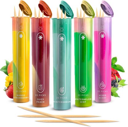 CZTICLE® Help Quit Smoking Extra Thick Boosting Flavored Toothpicks with Lobelia to Help Quit Smoking - Oral Fixation - Nicotine Free Toothpicks - 4 Flavors Kosher Variety Pack