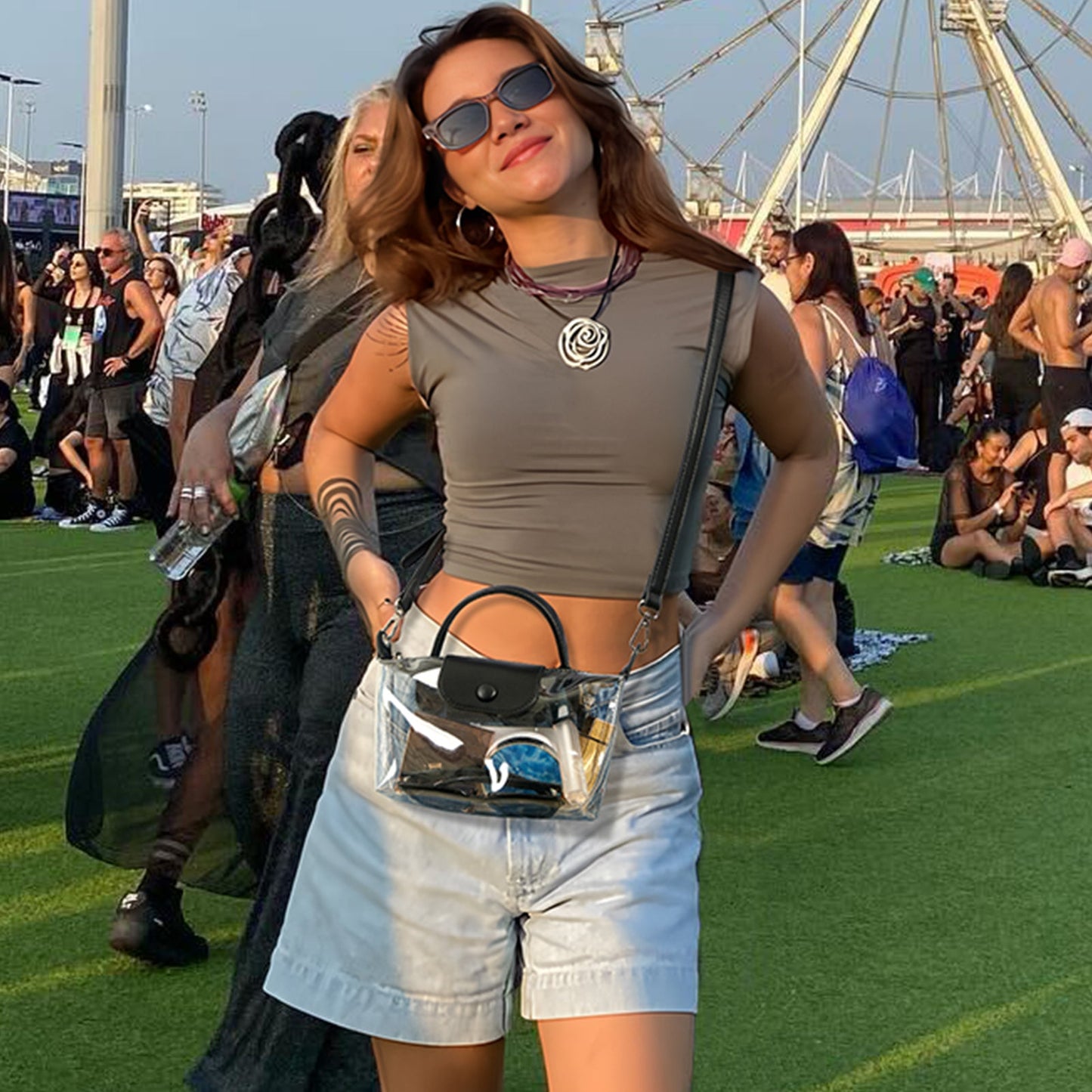 SFRCORD® PVC Bag Clear Stadium Approved Crossbody Handbags For Concerts Sports Events
