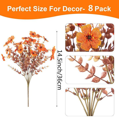 CZTICLE® 8 packs Artificial Flowers for Outdoor Decoration,Faux Daisy Flowers for Fall Decor,Realistic Eucalyptus