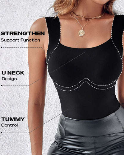 SFRCORD® U Neck Seamless Stretchy Sleeveless Shapewear Built-In Bra Tank Tops