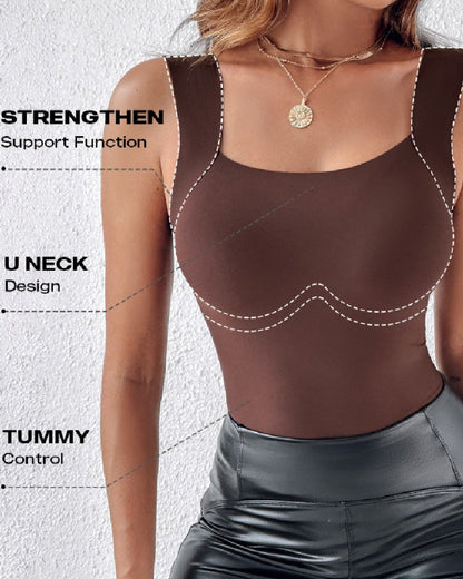 SFRCORD® U Neck Seamless Stretchy Sleeveless Shapewear Built-In Bra Tank Tops