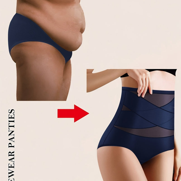 SFRCORD® Women's High-Waisted Briefs - Breathable Mesh & Ice Sliky Fiber Seamless Panties, No Show Comfort Underwear for Casual Attire, Solid Color Elegant Design, Shaping Underwear, Crosscrotch Design