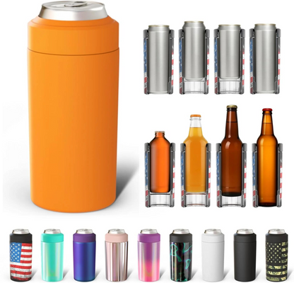 CZTICLE® Universal Buddy Can Cooler - Fits All - For Regular 12 & 16 oz or Slim-Size Bottles - Insulated Double -Walled Stainless Steel (All white)