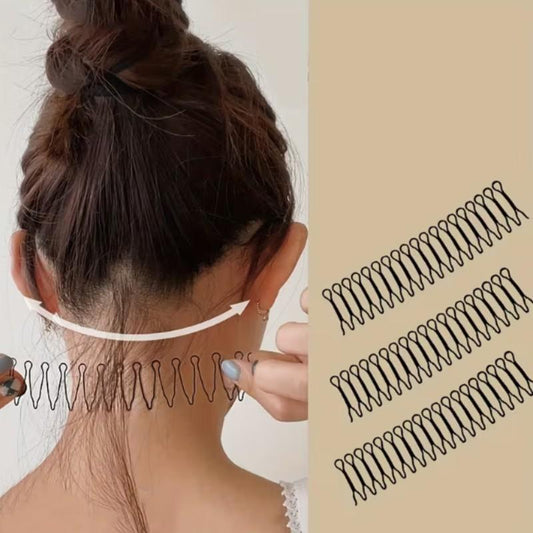 6 Pcs Metal Hair Wavy Comb, Safe Elastic Multifunction Anti Slip Fashionable Hair Clip Comb Waterproof for Washing