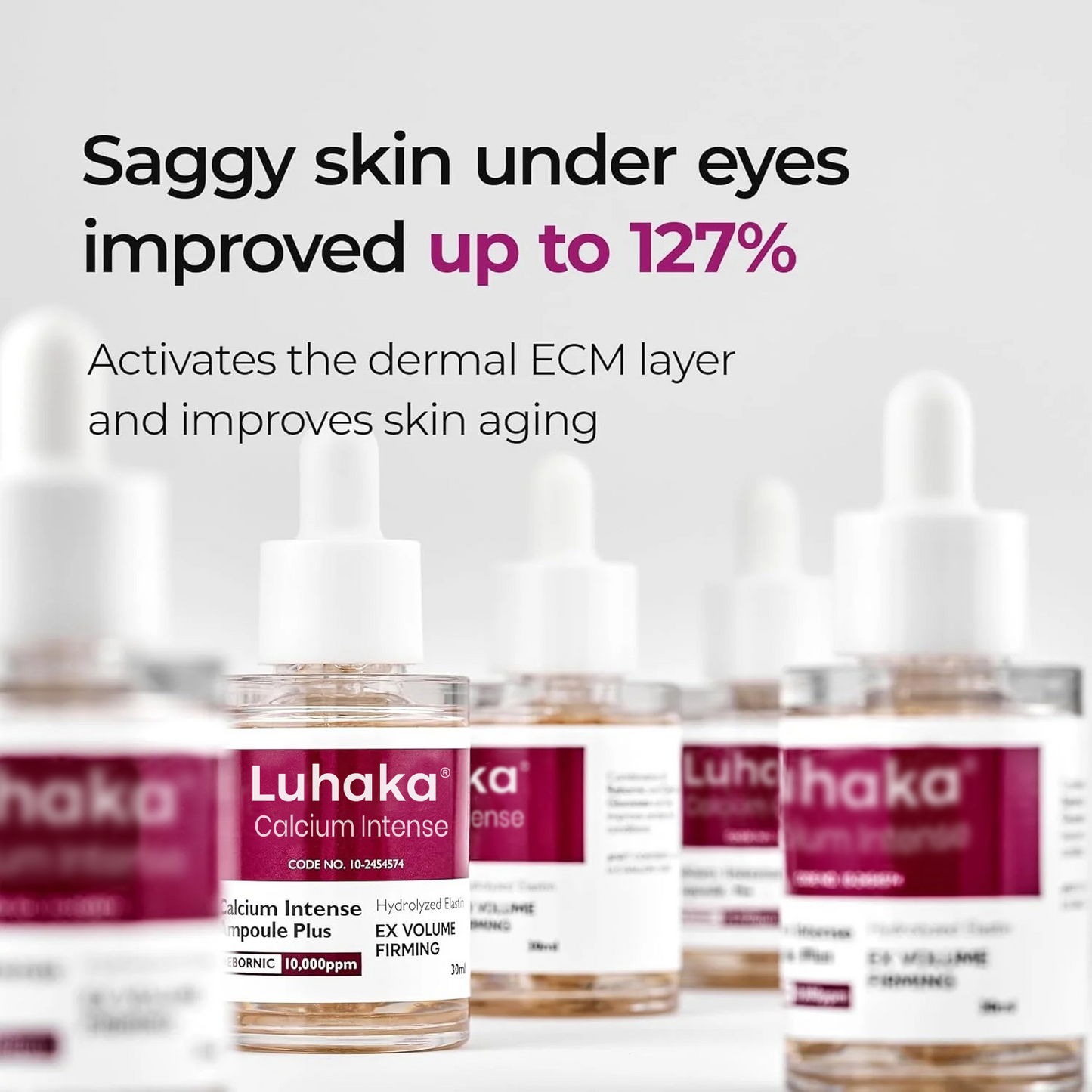 LUHAKA® Calcium Ampoule Plus with Adenosine and Niacinamide for Sagging Under Eye Skin. Dark Circles. Fine Lines &Eye Bags 1.01fl.oz.
