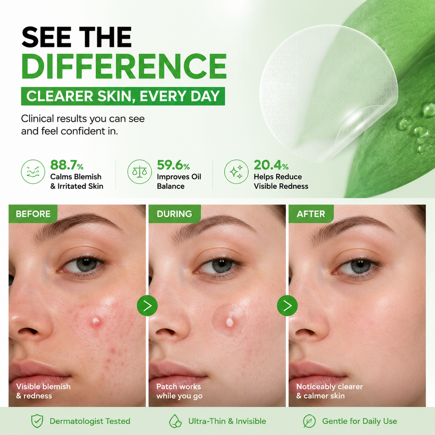 LUHAKA® Invisible Blemish Patch - Thin Hydrocolloid Acne Patches