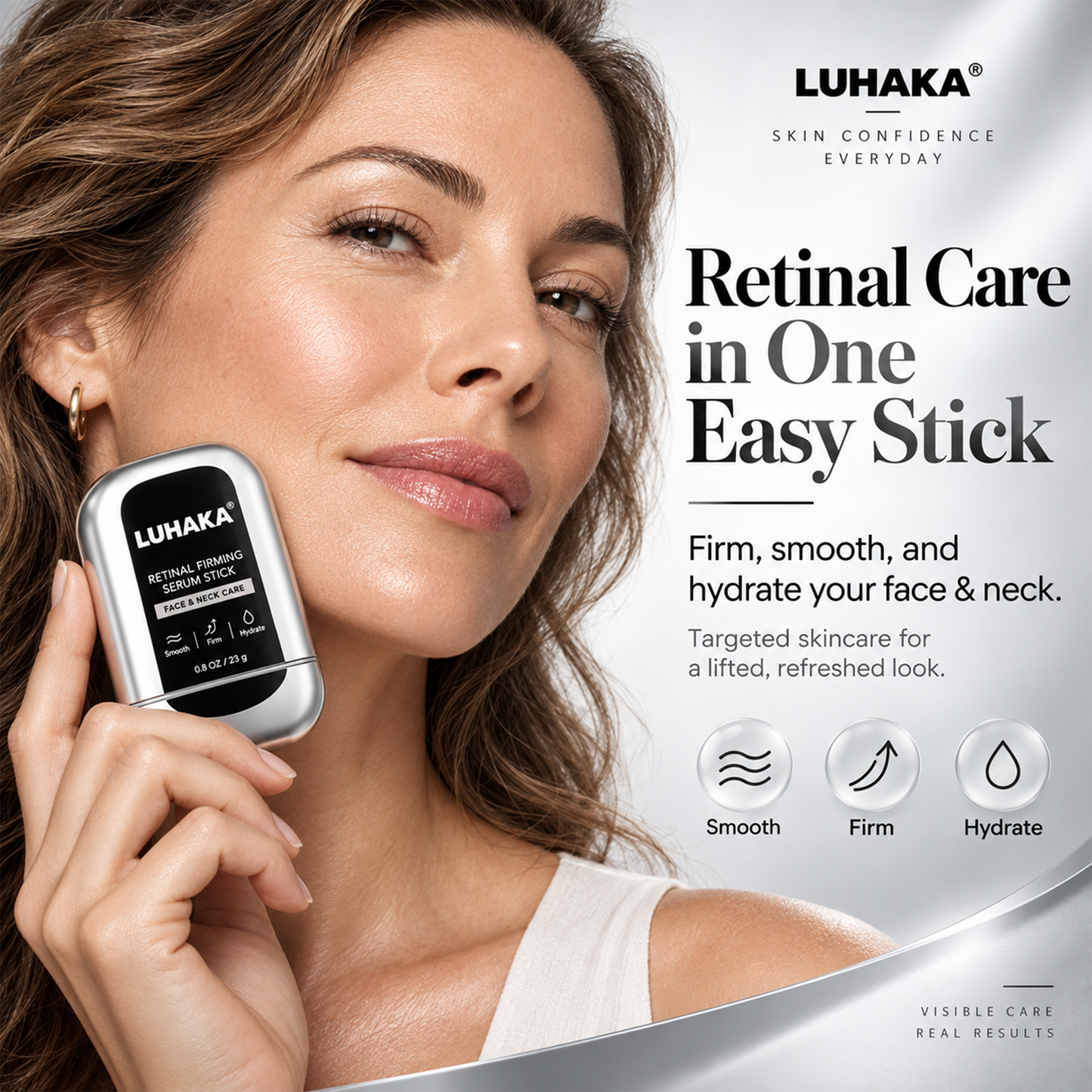 LUHAKA® Retinal Firming Serum Stick for Face & Neck – Targeted Care for Crepey-Looking Skin