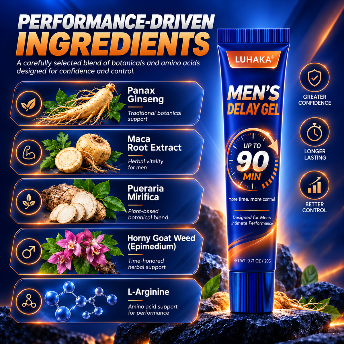 100K+ Customers 🔥 LUHAKA® Men’s Performance Delay Gel