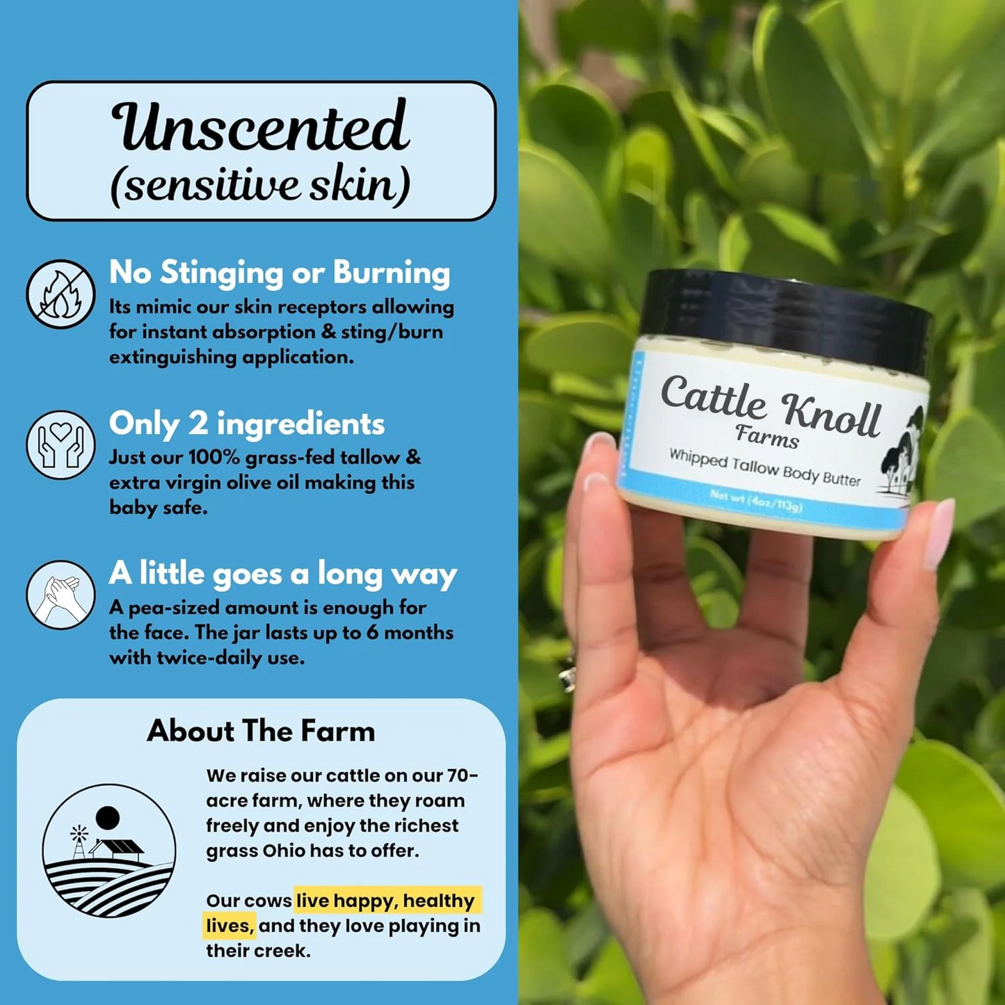 LUHAKA®  Natural Whipped Beef Tallow for Skin & Face – Deeply Moisturizing Tallow Balm – Organic Grass-Fed Skincare – Nourishes Dry. Sensitive Skin– Non-Comedogenic. Fast-Absorbing (4oz. Lavender Vanilla)