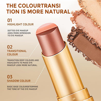 3 Color Eyeshadow Stick - One-Swipe Shimmer Glow For Effortless Eye Makeup