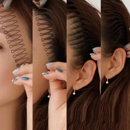 6 Pcs Metal Hair Wavy Comb, Safe Elastic Multifunction Anti Slip Fashionable Hair Clip Comb Waterproof for Washing