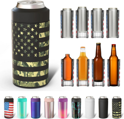 CZTICLE® Universal Buddy Can Cooler - Fits All - For Regular 12 & 16 oz or Slim-Size Bottles - Insulated Double -Walled Stainless Steel (All white)