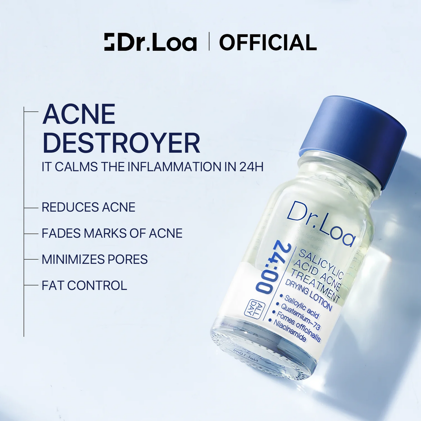 Dr.Loa 24H Acne & Pimple Treatment Drying Lotion | SalicylicAcid +Sulfur +Niacinamide | ViralProduct | Inflammation Relief, PostBlemish Care & High Pressure Pimple Relief