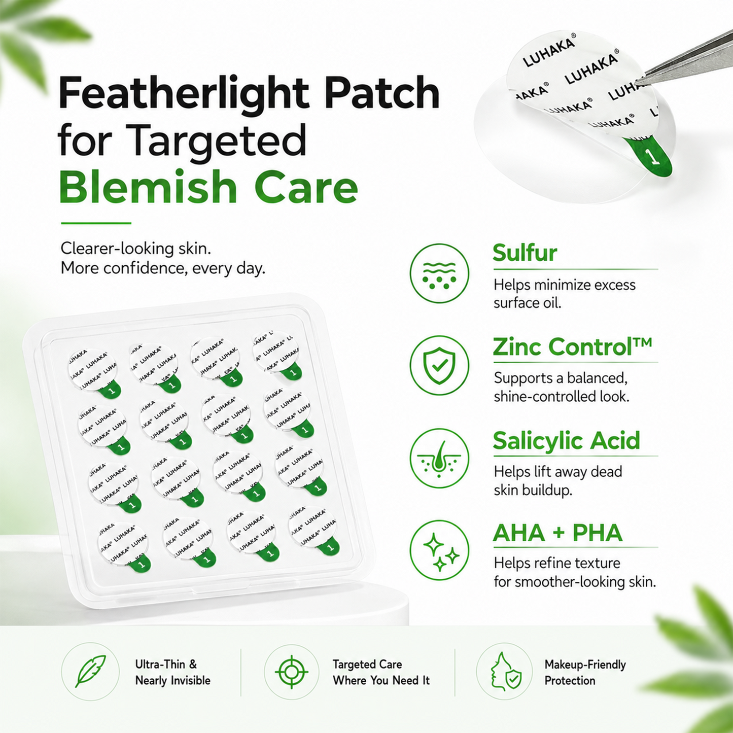 LUHAKA® Invisible Blemish Patch - Thin Hydrocolloid Acne Patches