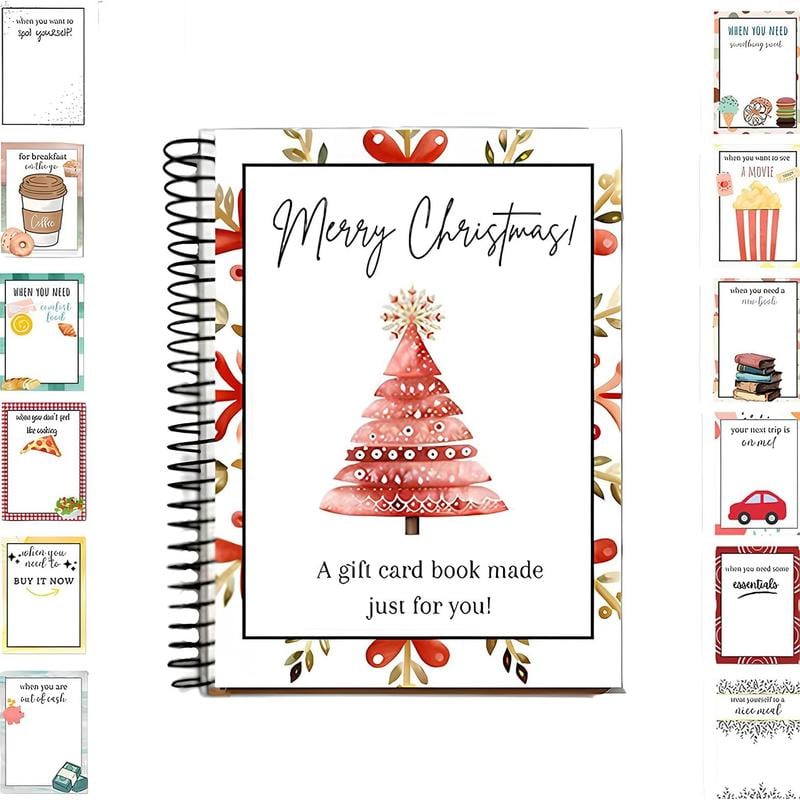 CILIFER® Christmas Gift Card Book. 5x7 Inch Colorful Spiral Bound Card Book . Christma Gift Cards Books Holder. DIY Personalized Xmas Gifts for Family. Friends. Students