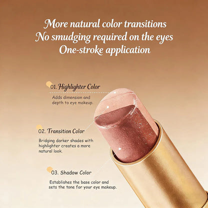 3 Color Eyeshadow Stick - One-Swipe Shimmer Glow For Effortless Eye Makeup