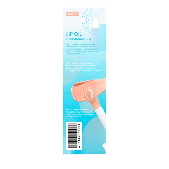 LUHAKA® Lip Oil with Hyaluronic Acid, glossy lip oil designed to hydrate & nourish lips while bringing out their natural color, Light Pink.（2 pieces）