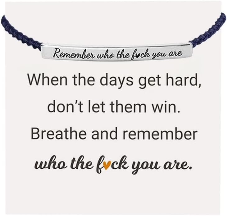 CILIFER® Remember Who The You Are Motivational Tube Bracelet.Personalized Adjustable Braided Rope Bracelets. Engraved Handmade Bracelet. Unique Christmas Gift for Women Men