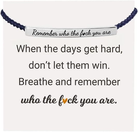 CILIFER® Remember Who The You Are Motivational Tube Bracelet.Personalized Adjustable Braided Rope Bracelets. Engraved Handmade Bracelet. Unique Christmas Gift for Women Men