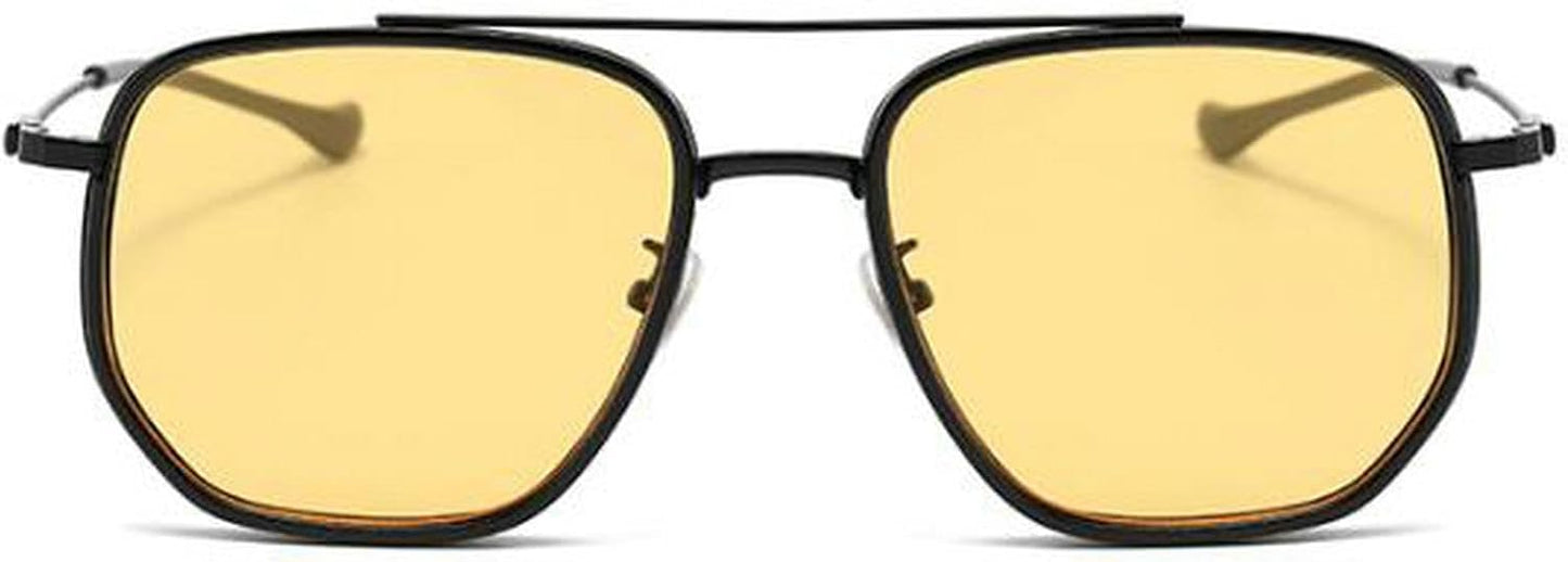 CZTICLE® Vintage Square Oversized Pilot Sunglasses for Women Men Double Bridge Sun Glasses 70s Trendy Stylish Shades