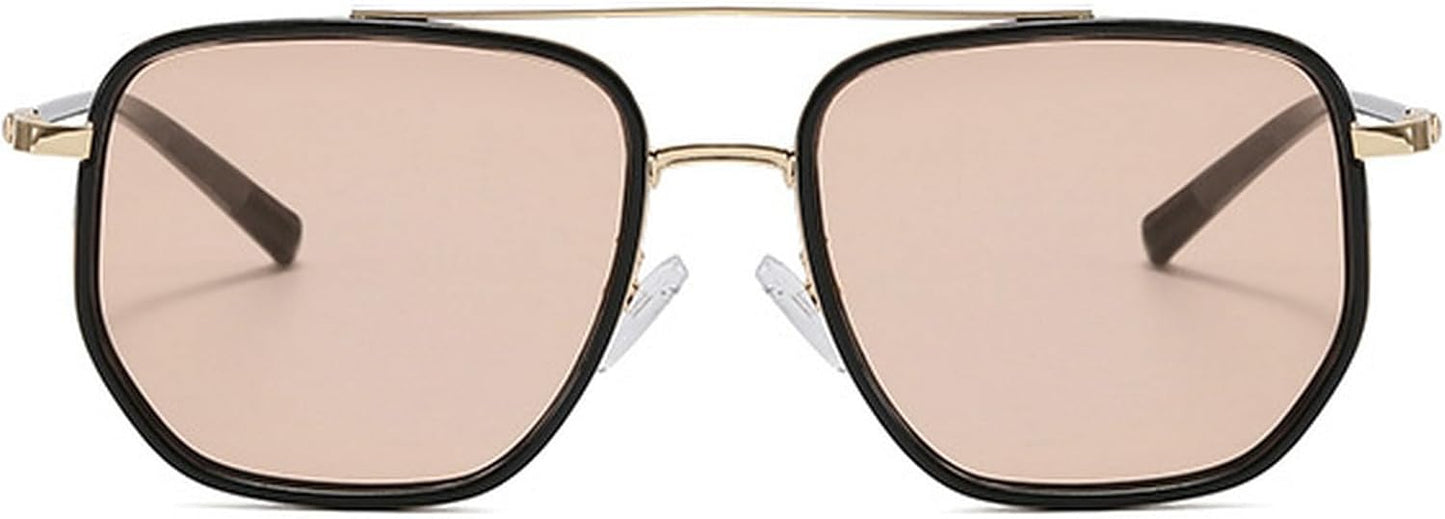 CZTICLE® Vintage Square Oversized Pilot Sunglasses for Women Men Double Bridge Sun Glasses 70s Trendy Stylish Shades