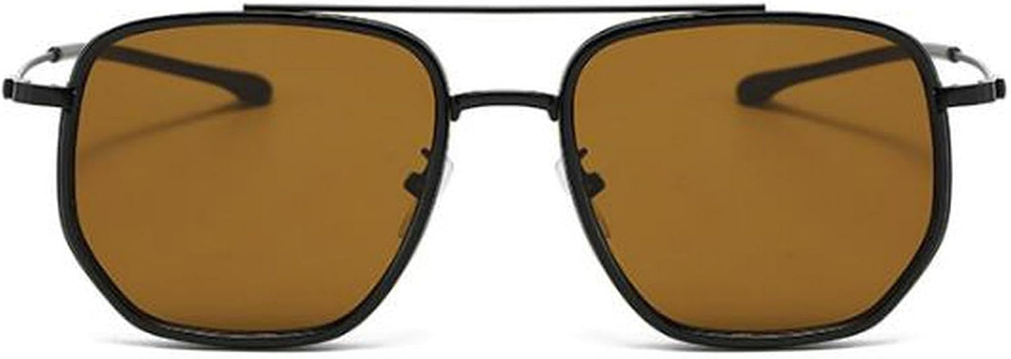 CZTICLE® Vintage Square Oversized Pilot Sunglasses for Women Men Double Bridge Sun Glasses 70s Trendy Stylish Shades