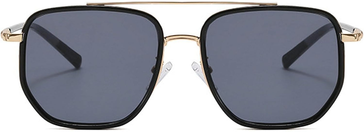 CZTICLE® Vintage Square Oversized Pilot Sunglasses for Women Men Double Bridge Sun Glasses 70s Trendy Stylish Shades