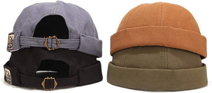 Cilifer® Cotton Patch Brimless Skullcap Sailor Cap Rolled Cuff Retro Beanie Hat 4 Pack