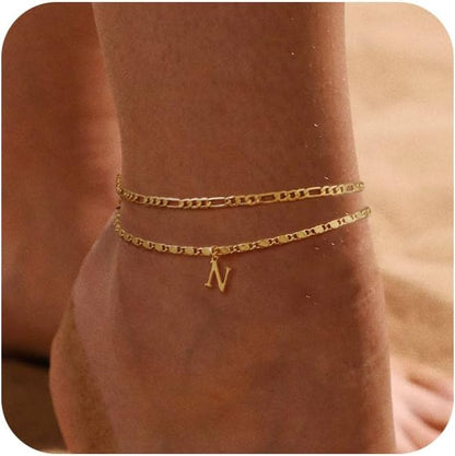 CZTICLE®  24K Gold Initials Ankle Bracelets for Women