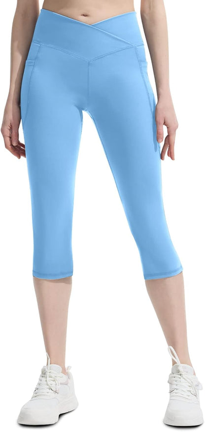 SFRCORD® Women's Flare Yoga Pants with Pockets-V Crossover High Waisted Bootcut Yoga Leggings-Flare Workout Gym Leggings