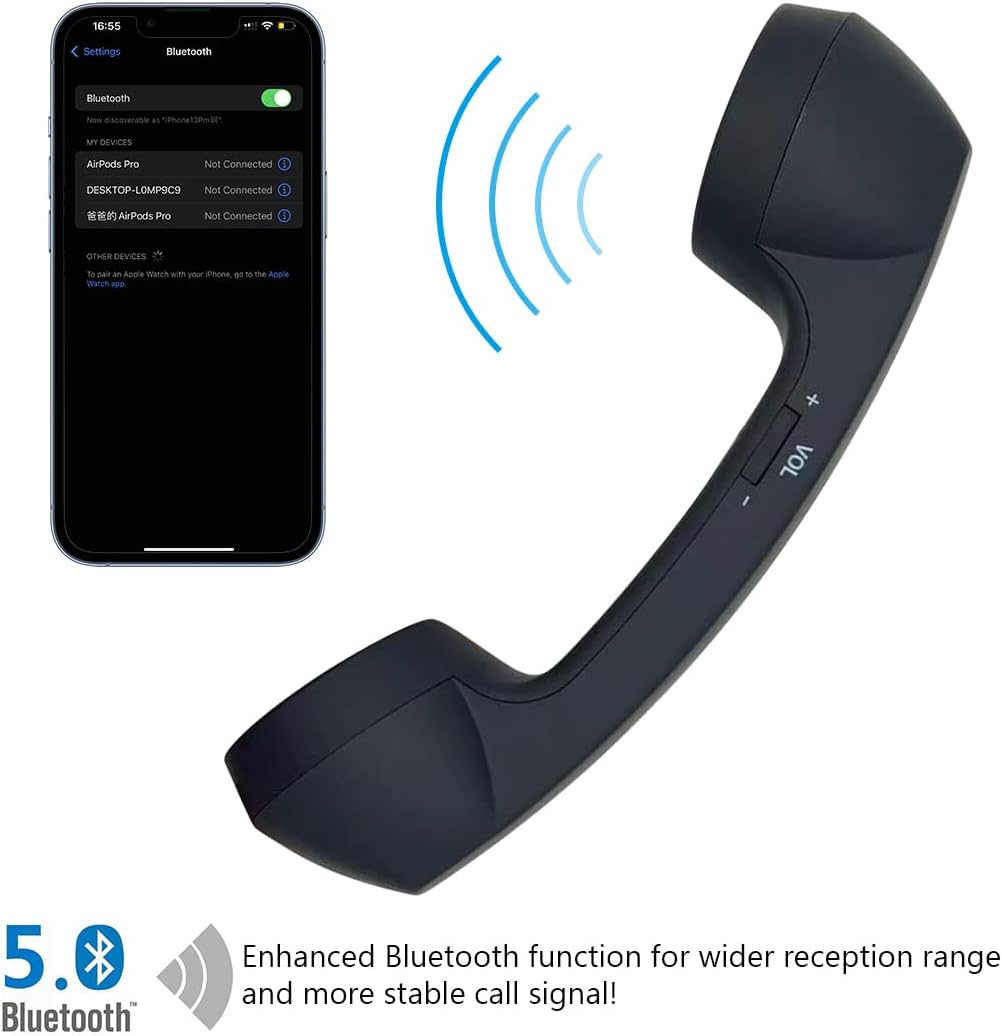 CILIFER® Retro Phone Handset with Wireless Bluetooth and USB Handsets for Cell Phones Radiation-Proof Comfortable Call.