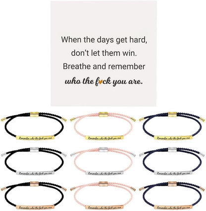CILIFER® Remember Who The You Are Motivational Tube Bracelet.Personalized Adjustable Braided Rope Bracelets. Engraved Handmade Bracelet. Unique Christmas Gift for Women Men