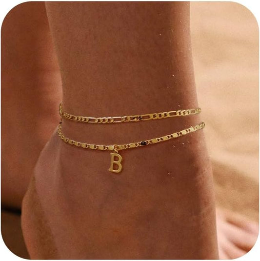 CZTICLE®  24K Gold Initials Ankle Bracelets for Women