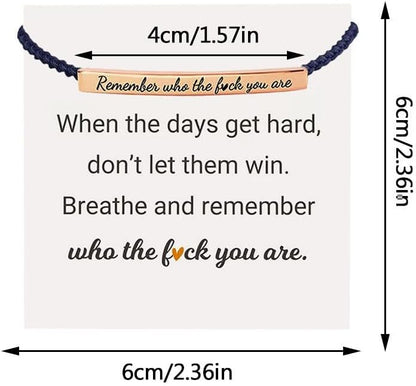 CILIFER® Remember Who The You Are Motivational Tube Bracelet.Personalized Adjustable Braided Rope Bracelets. Engraved Handmade Bracelet. Unique Christmas Gift for Women Men
